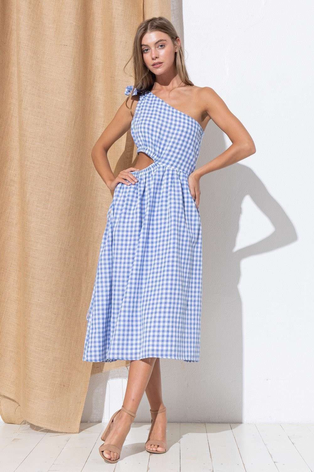 Blue Gingham Midi Dress All There Boutique Blue Gingham Midi Dress All There Boutique
