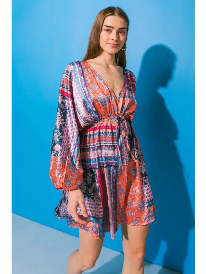 multicolor satin dress Dolce & Gabbana Flower Bouquet-print Satin Dress