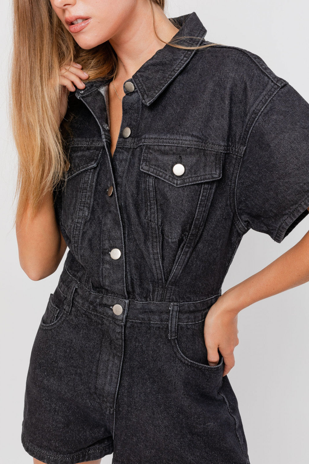 Dark denim romper