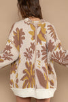 POL Fleece Floral Open Cardigan