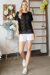 Black Mesh Leopard Trim Top