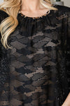 Black Mesh Leopard Trim Top