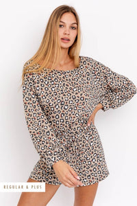 leopard long sleeve romper