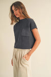 Navy Knit Sweater with Pocket