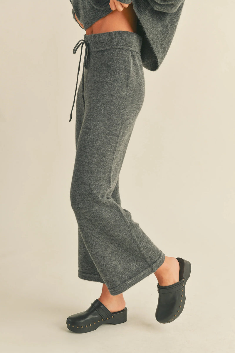 Grey Ribbed Sweater Pants