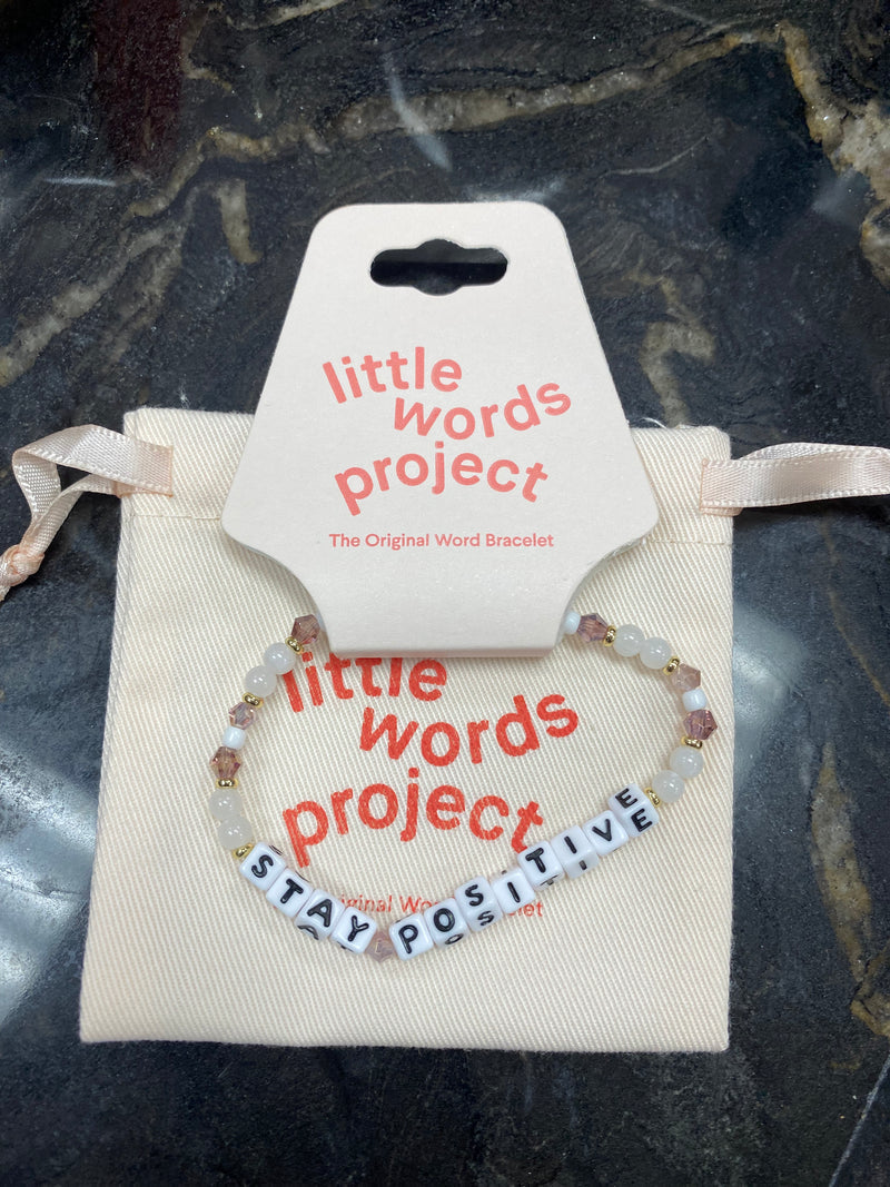 Little Words Project Stay Positive Bracelet with Gift Pouch