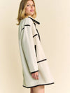 White Sherpa Coat Black Trim