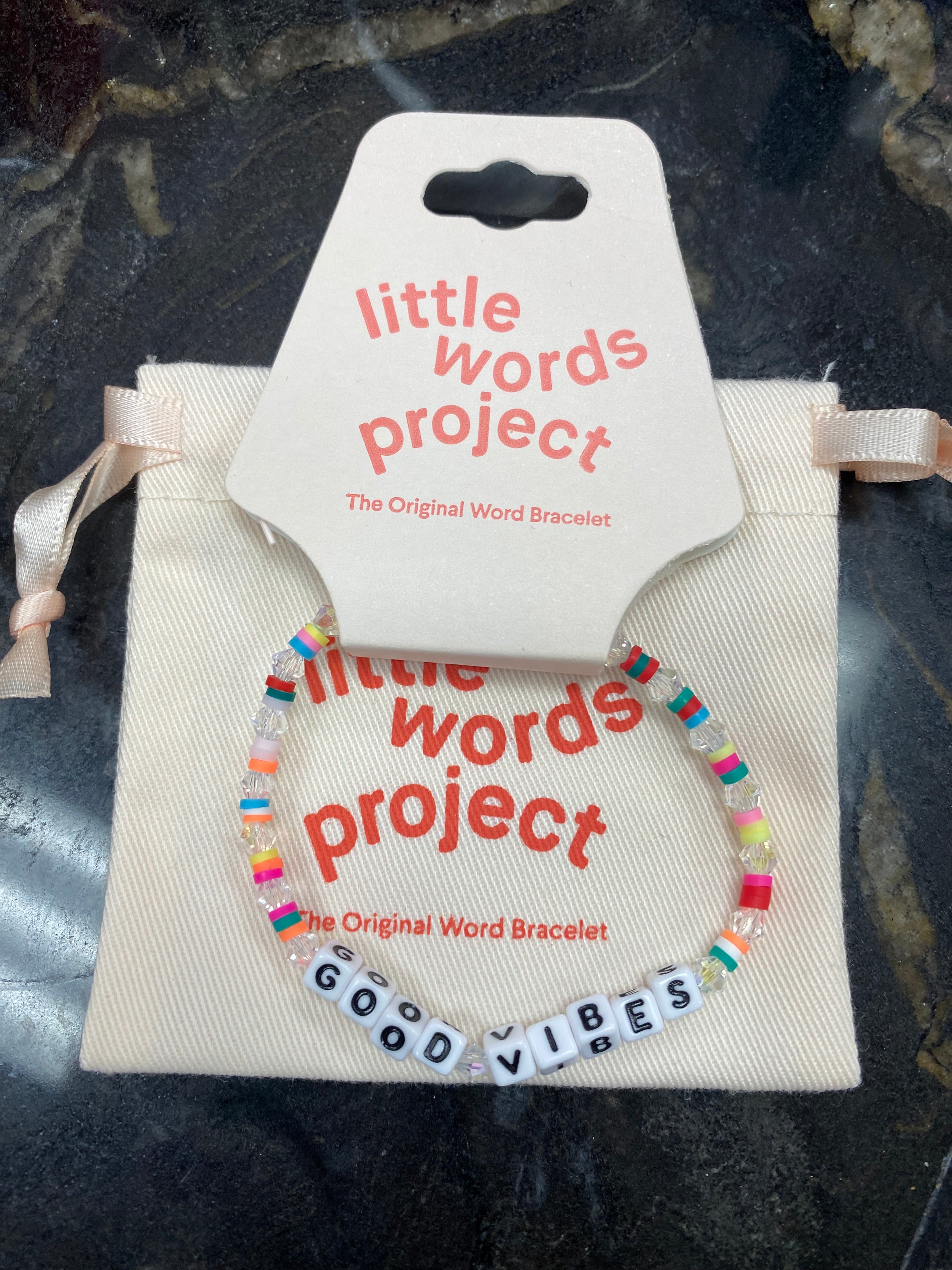 Little Words Project Good Vibes Bracelet with Gift Pouch