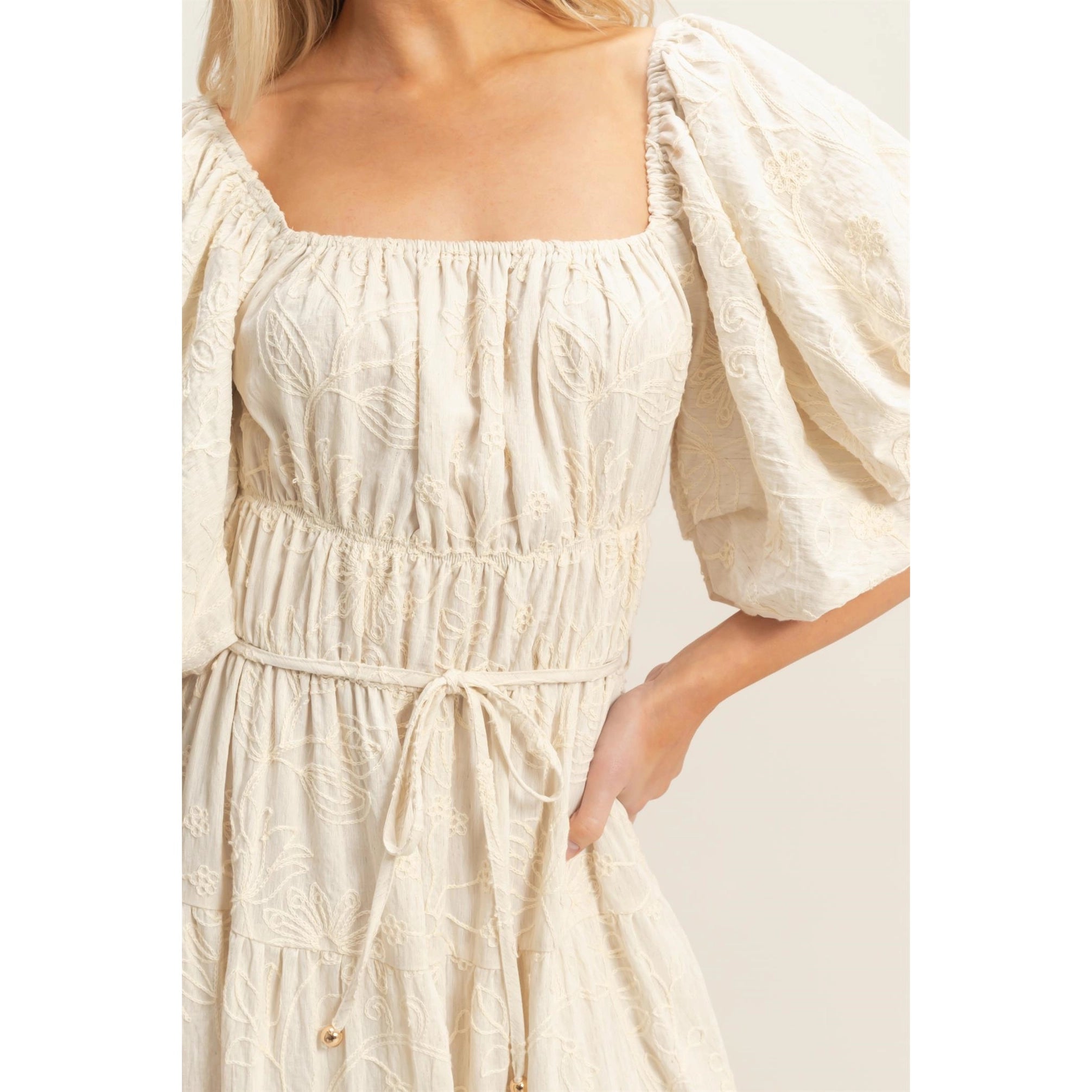 Floral Puff Sleeve Midi Dress