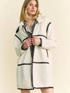 White Sherpa Coat Black Trim