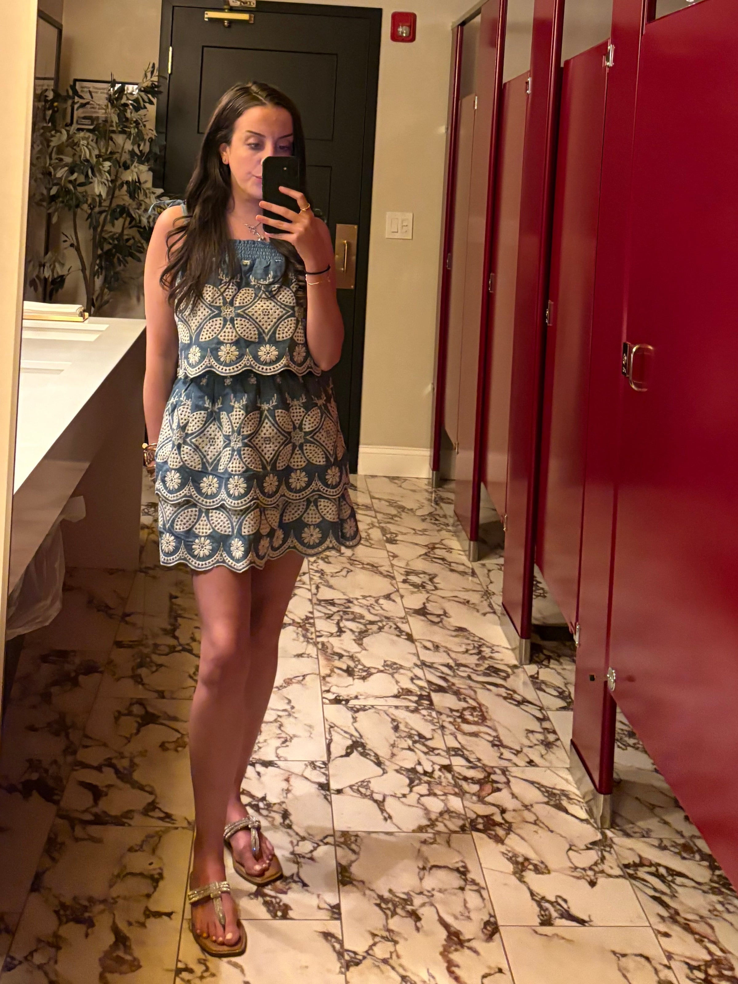 Blue embroidered skirt set