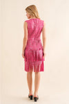 Pink fringe metallic dress