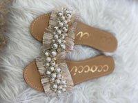 Janelle Pearl Fringe Sandals