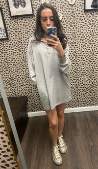 Grey Scuba Zip Minidress