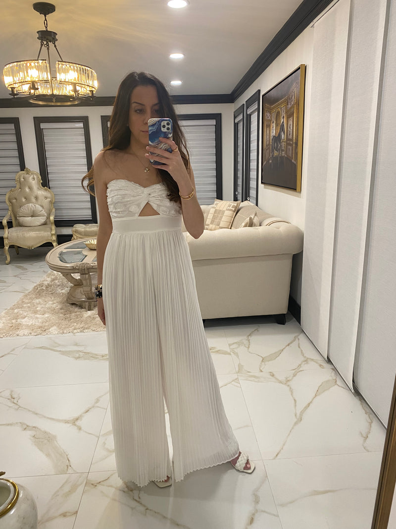 White Strapless Jumpsuit