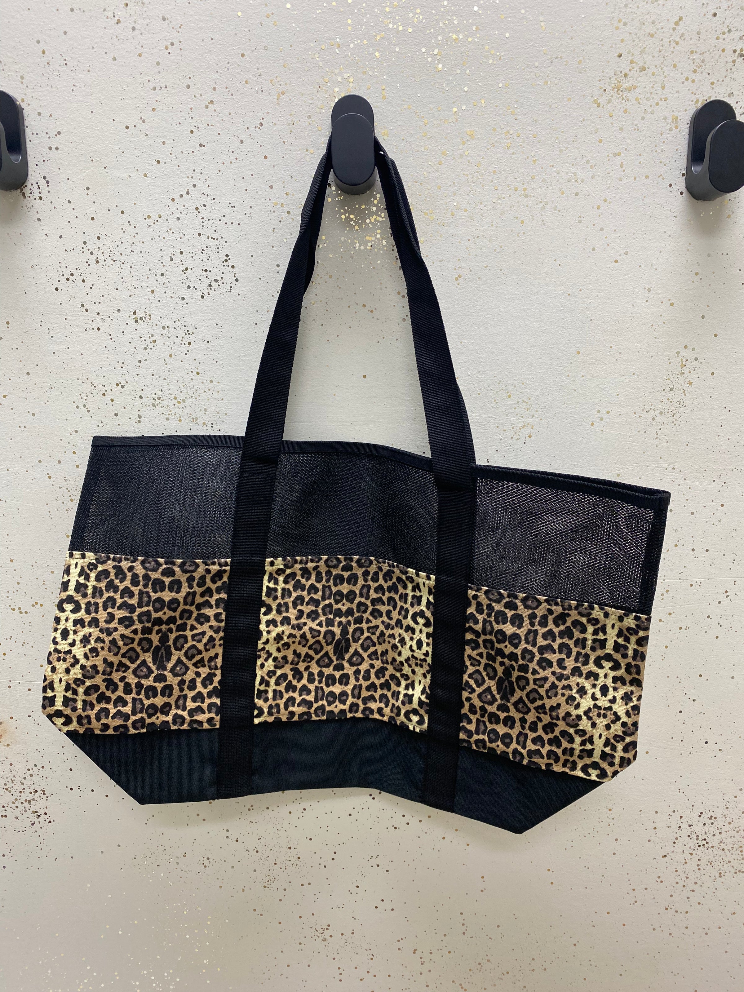 Brown Mesh Leopard Tote