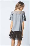 Grey Crochet Trim T Shirt