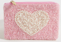Pink Heart Beaded Coin Purse