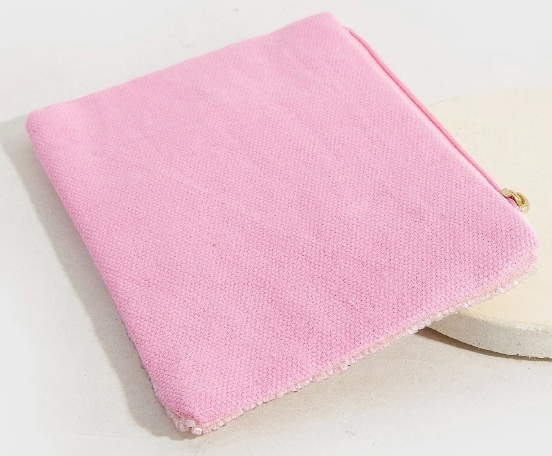 Pink Heart Beaded Coin Purse
