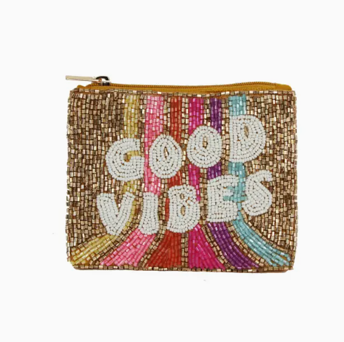 Good Vibes Beaded Coin Purse
