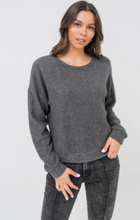 Charcoal Knit Long Sleeve Top