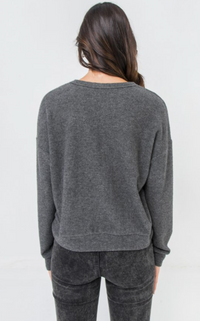 Charcoal Knit Long Sleeve Top