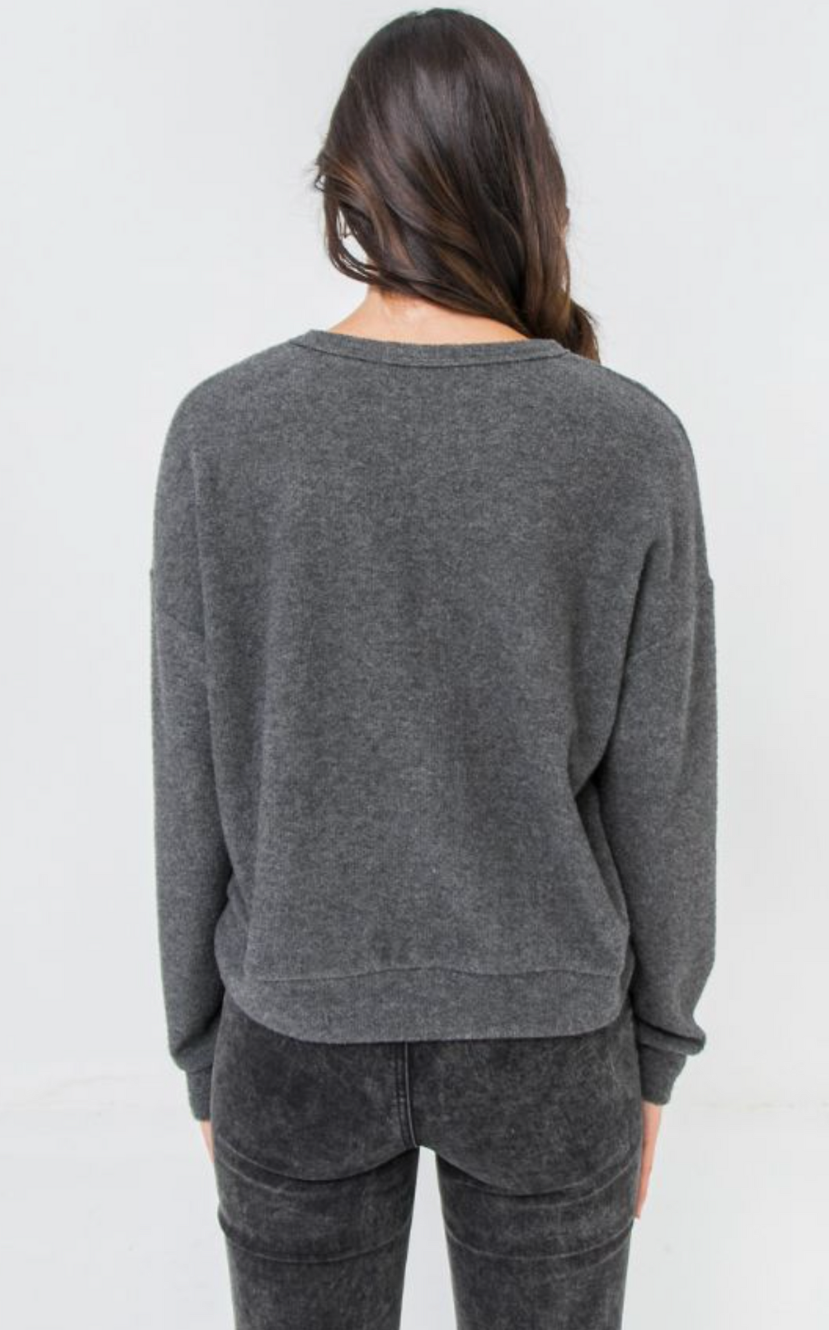 Charcoal Knit Long Sleeve Top