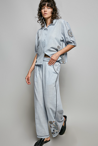 Sky Blue Floral Pants