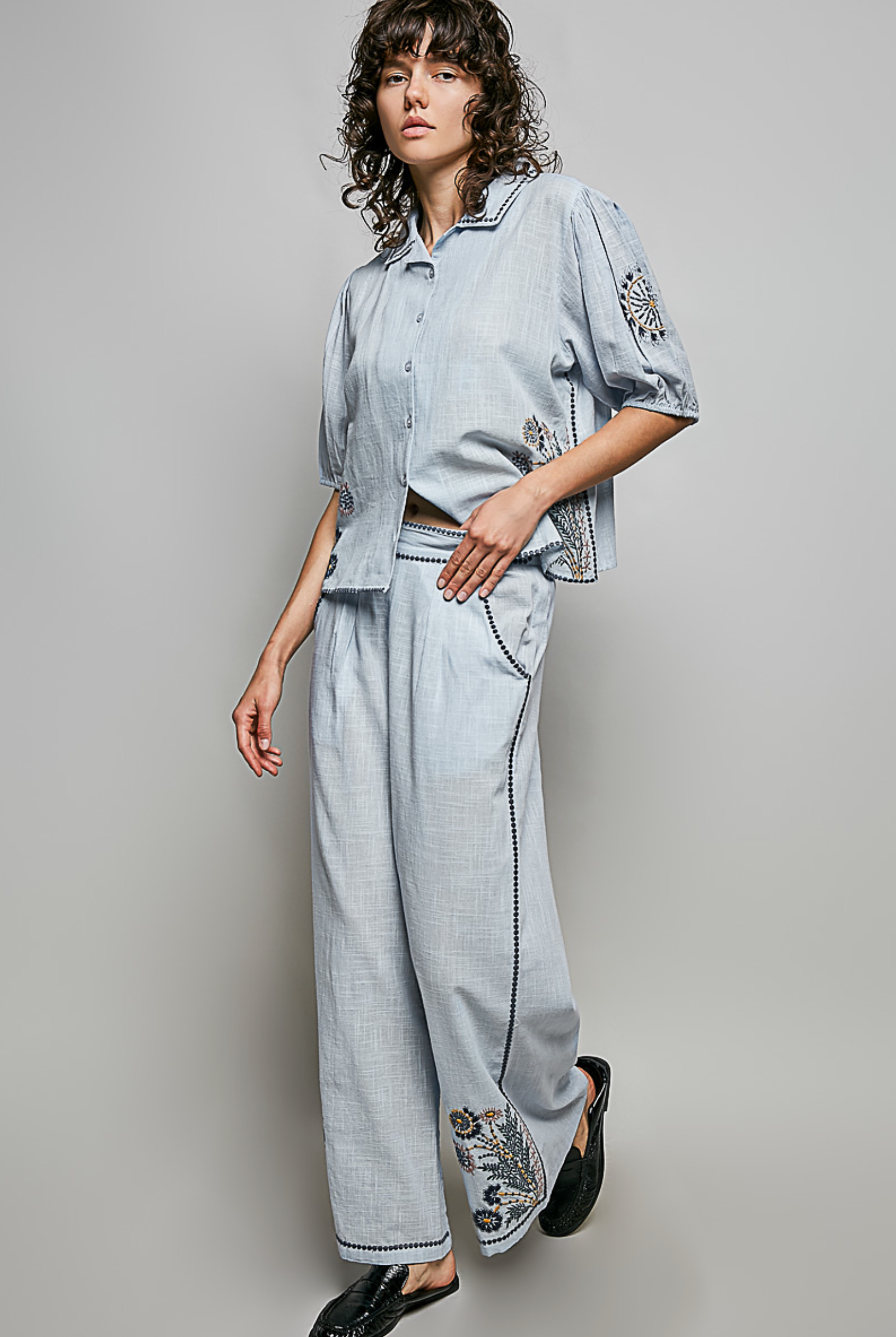 Sky Blue Floral Pants