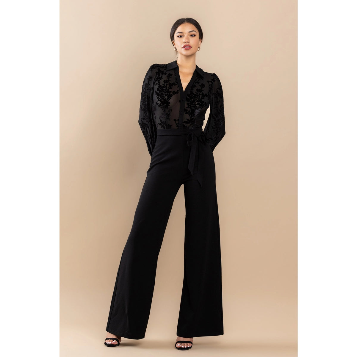 Velvet Long Sleeve Jumpsuit