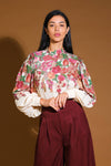 White Floral Long Sleeve High Neck