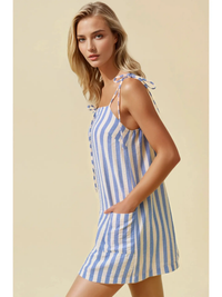 Blue White Stripe Gauze Mini