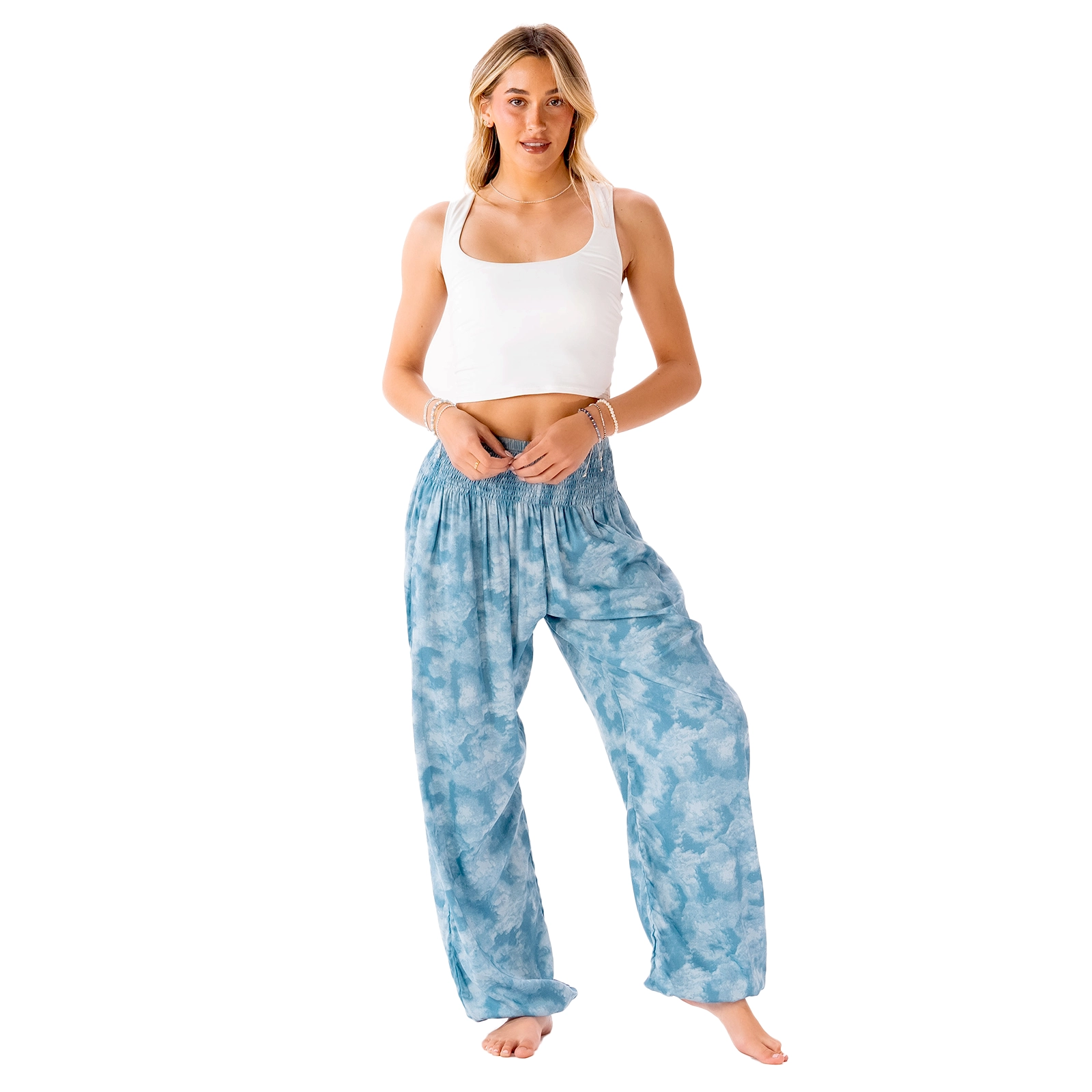 Blue Harem Pants with Pockets