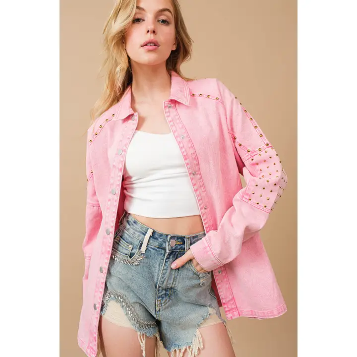 Hot pink studded shacket