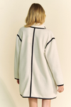 White Sherpa Coat Black Trim