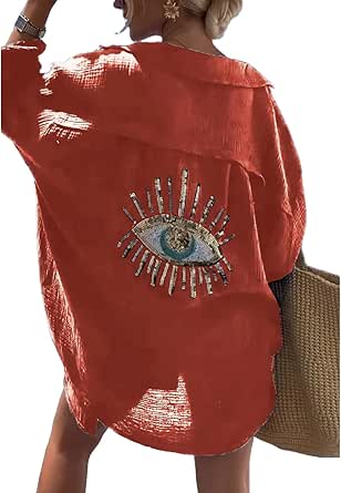 Orange Evil Eye Button Down