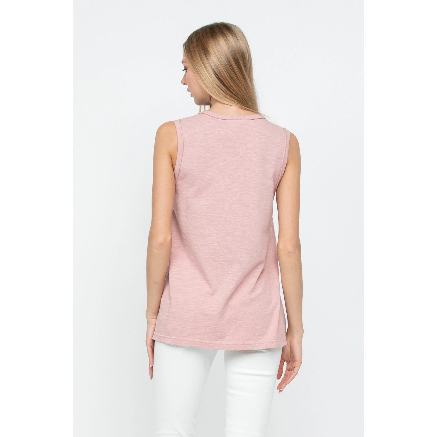 Blush Tank with Blue & Clear Bling