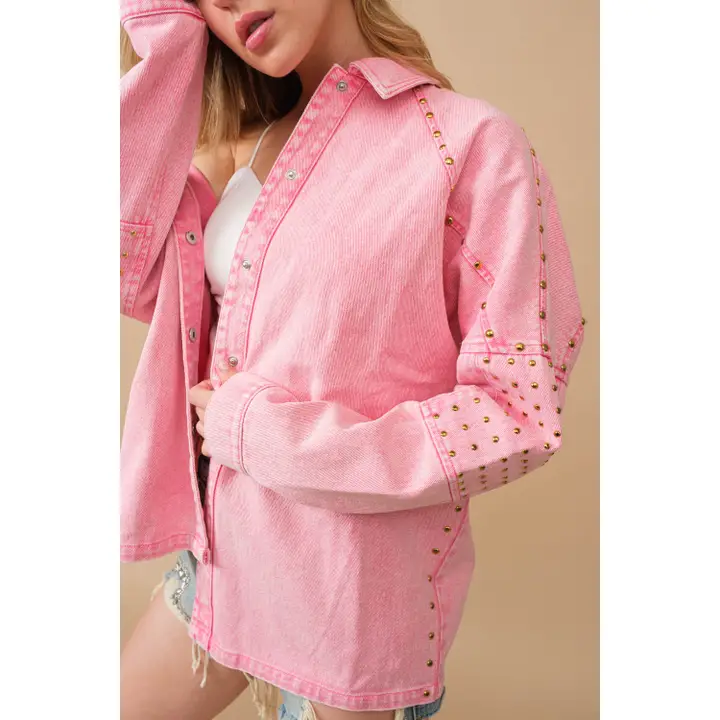 Hot pink studded shacket
