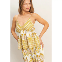 Floral Print V-Neck Camisole Yellow