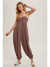 Mocha Smocked Jumpsuit