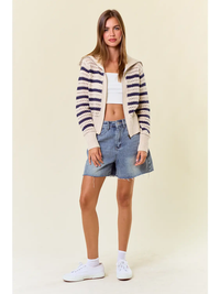 Zip Up Open Knit Sweater Jacket