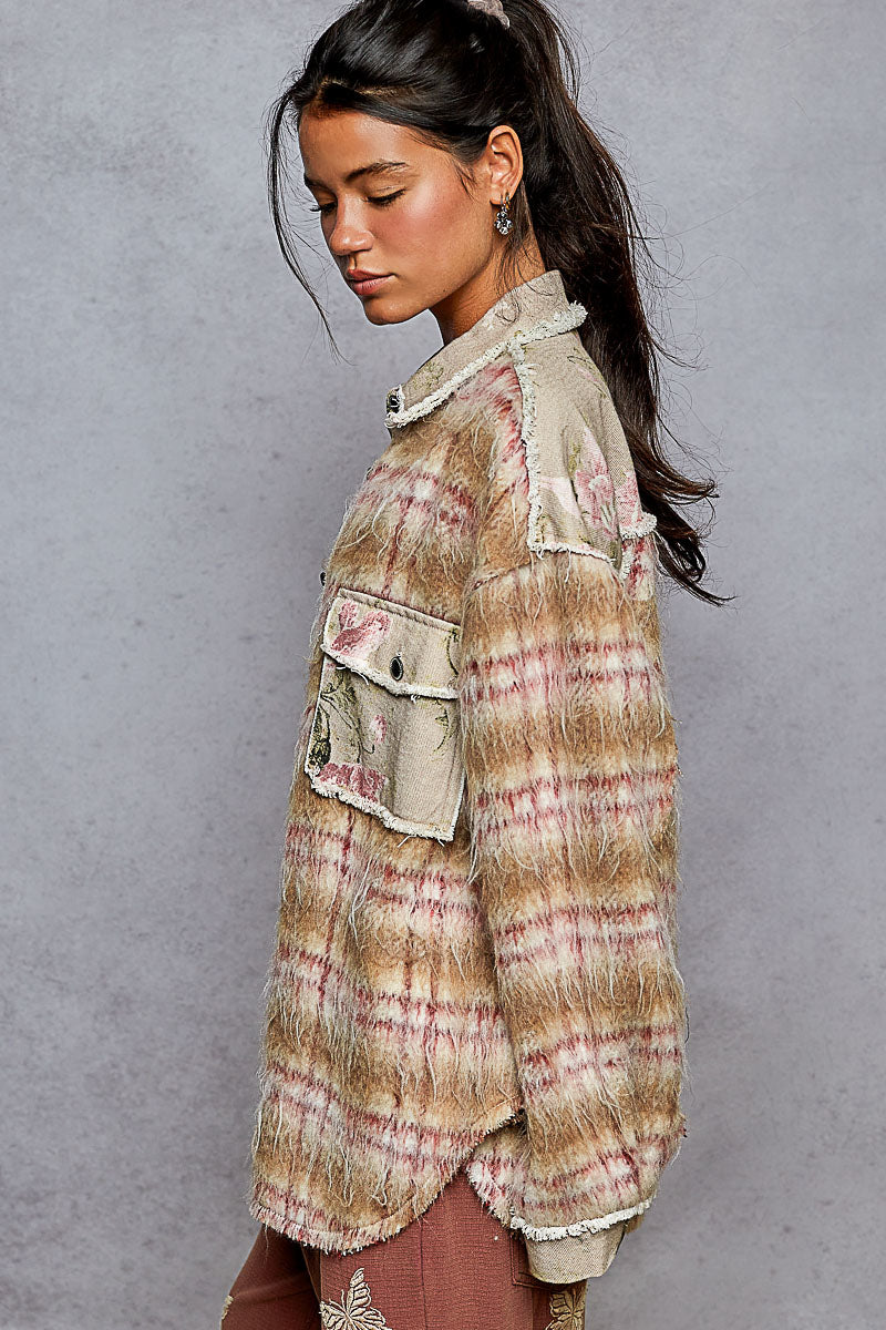 POL Mohair and floral shacket