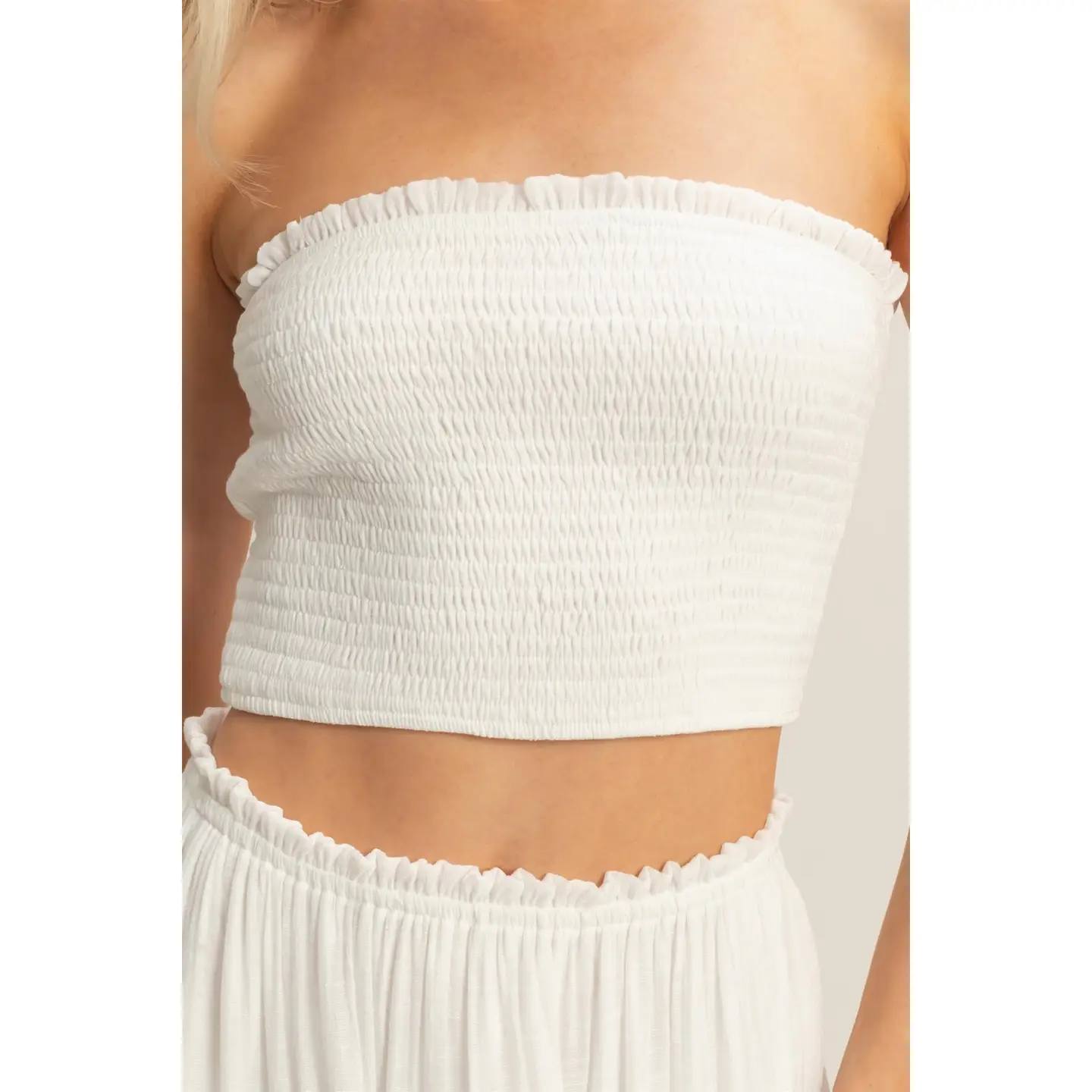 White Strapless Skirt Set