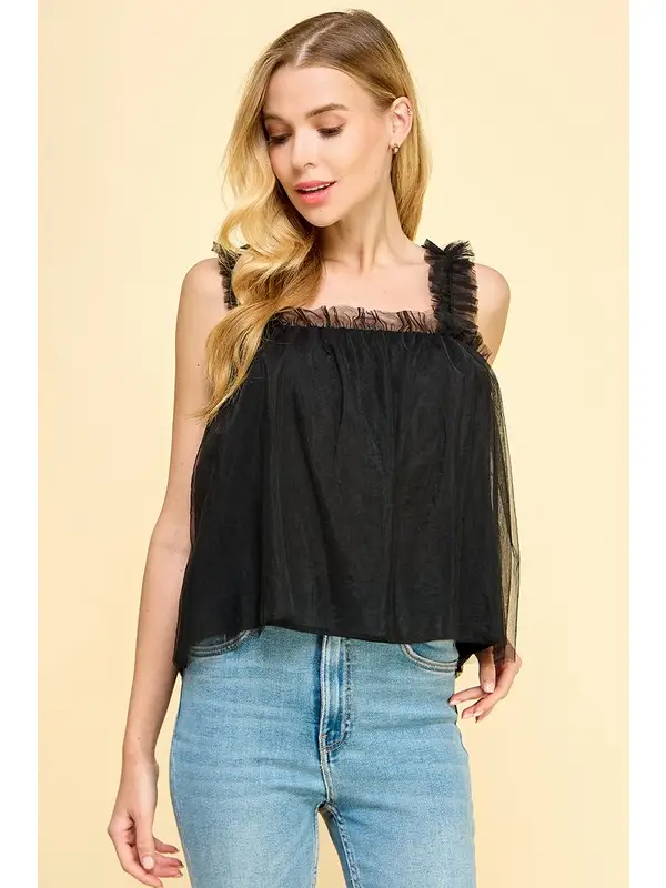 Black Tulle Tank Top