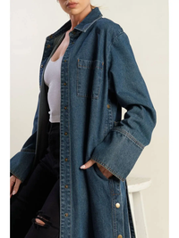 Denim Snap Button Midi Dress