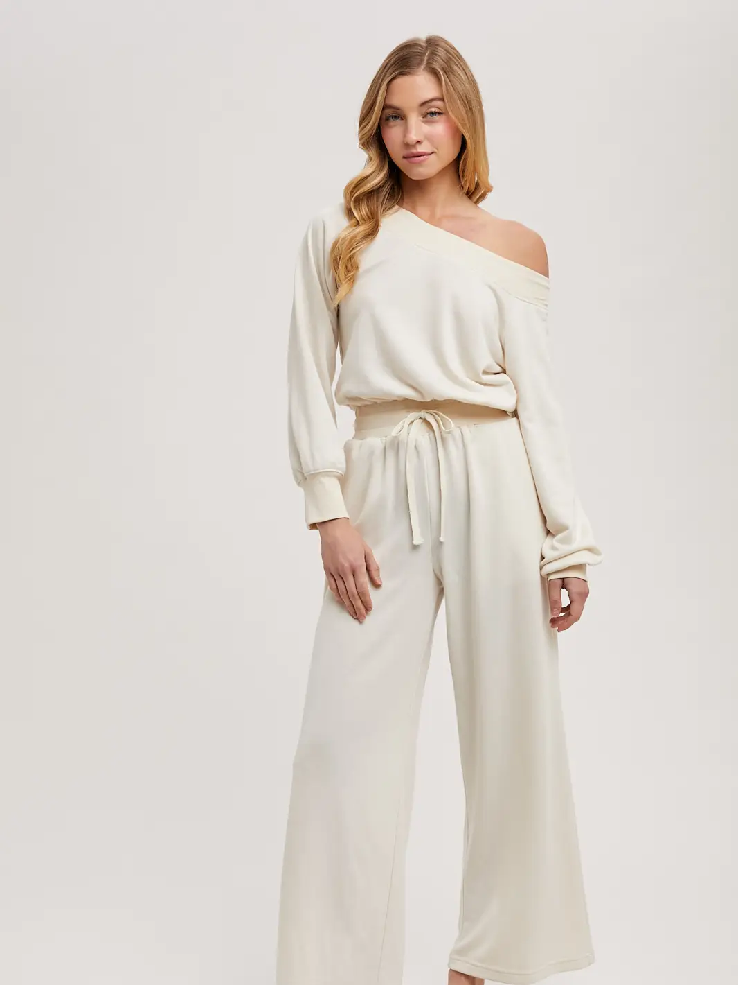 Off the Shoulder Jumpsuit Ecru