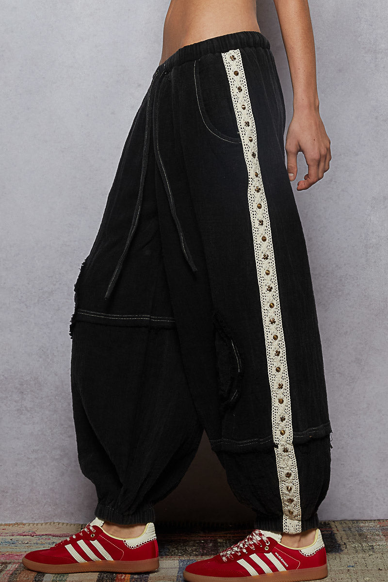 POL Black Studs Jogger Pants