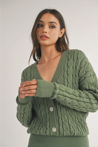 Green Bling Button Sweater Dress