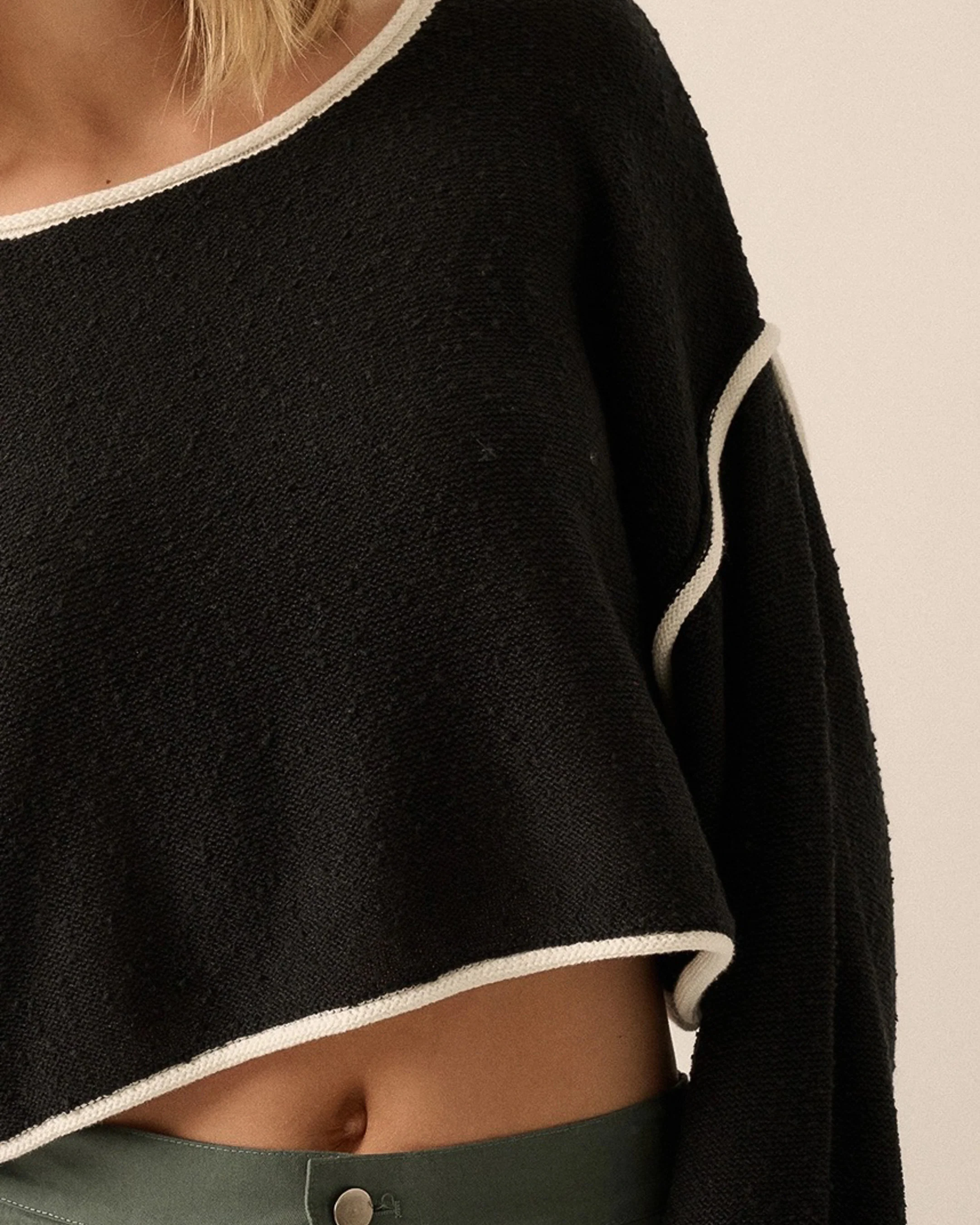 Black and White Cropped Sweater