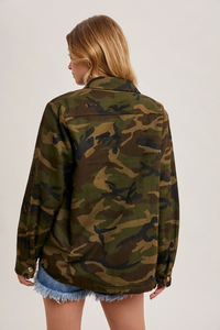 Camo Sherpa Button Down Jacket
